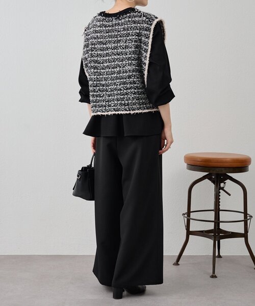 ビアズリー　ニットベスト バックボタン ≪WEB限定追加≫パールボタン畦ニットベスト | スピック＆スパン(Spick