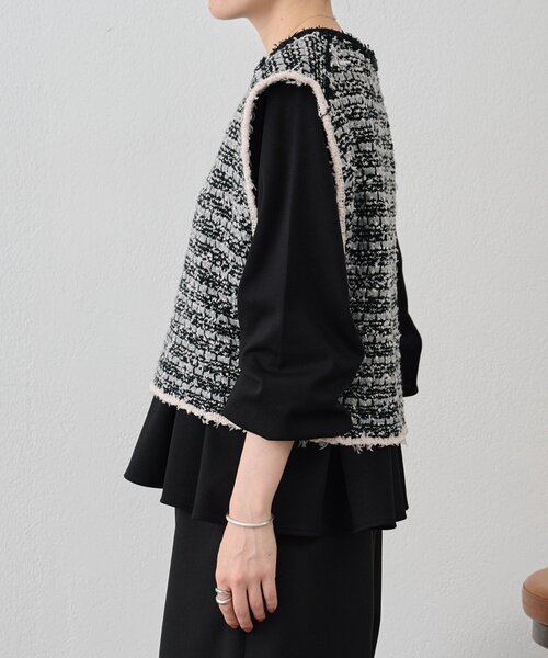 BEARDSLEY（ビアズリー）の「ツイードニットベスト（ベスト・レディース・ブラック・FREE）」の14枚目の写真