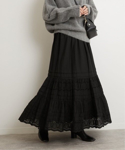 JOURNAL STANDARD relume(ジャーナルスタンダード レリューム)の「《WEB限定追加》コットンボイルタック刺繍ロングスカート(スカート・レディース・ブラック・FREE)」の10枚目の写真
