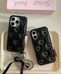 キルティング」に該当するスマホケース/カバー（ブラック/黒色系