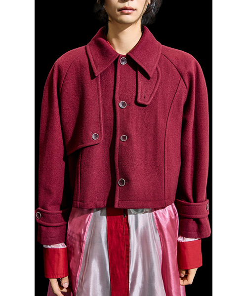 RECULER(ルキュレ)の「Reglan trench cropped wool coat Burgundy(トレンチコート・メンズ・その他・MEDIUM/LARGE)」の3枚目の写真