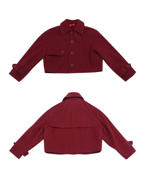 RECULER(ルキュレ)の「Reglan trench cropped wool coat Burgundy(トレンチコート・メンズ・その他・MEDIUM/LARGE)」の5枚目の写真