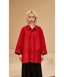 RECULER（ルキュレ）の「Lace color combination linen shirts Red（シャツ/ブラウス）」
