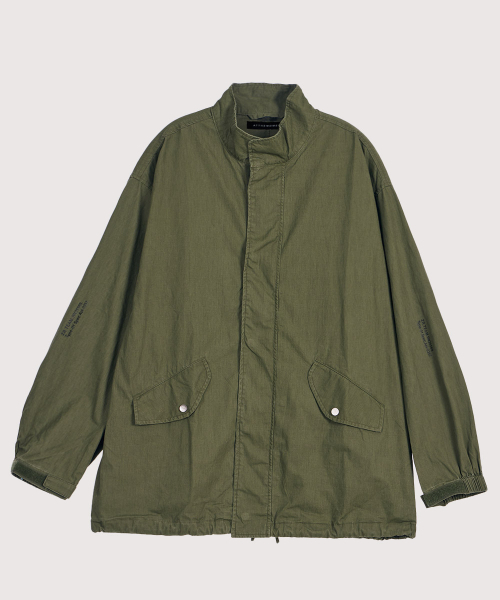 Garment-washed cotton field jacket_khaki