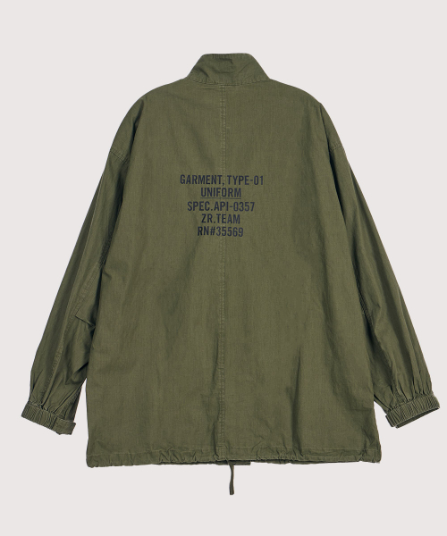Garment-washed cotton field jacket_khaki