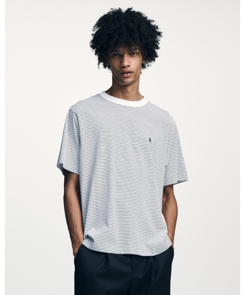 SOPHNET.（ソフネット）の「SCORPION BORDER WIDE TEE（Tシャツ/カットソー・メンズ・ホワイト/ネイビー・4/3/2/1/5）」の3枚目の写真