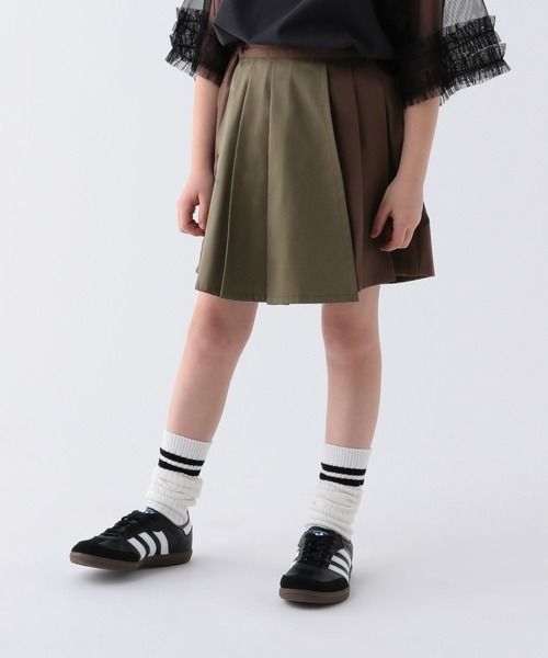 BAYFLOW（ベイフロー）の「[オケージョン使いにも◎]プリーツレヤードワークフレアスカパン(KIDS)（スカート・キッズ・ブラック×グレー/カーキ系/ネイビー系・110cm/120cm/130cm/140cm/150cm）」の3枚目の写真