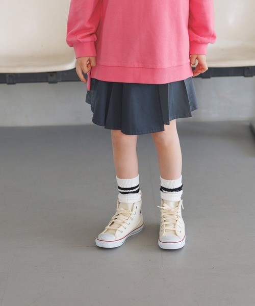 BAYFLOW（ベイフロー）の「[オケージョン使いにも◎]プリーツレヤードワークフレアスカパン(KIDS)（スカート・キッズ・ブラック×グレー/カーキ系/ネイビー系・110cm/120cm/130cm/140cm/150cm）」の20枚目の写真