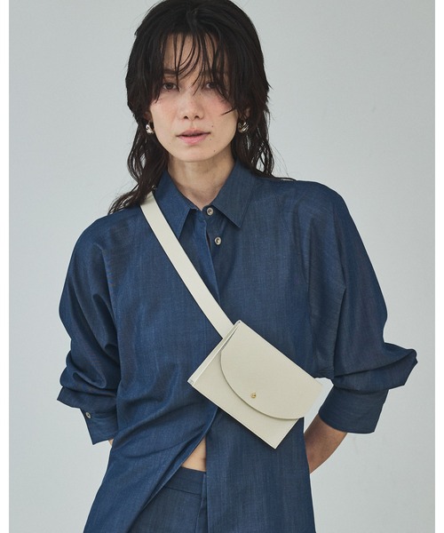 qualite（カリテ）の「【セットアップ対応】テンセルハイツイストシャツ/春服/春カラー/レイヤード/デニム風（シャツ/ブラウス・レディース・セージグリーン/ブルー/アイボリー・フリー）」の19枚目の写真