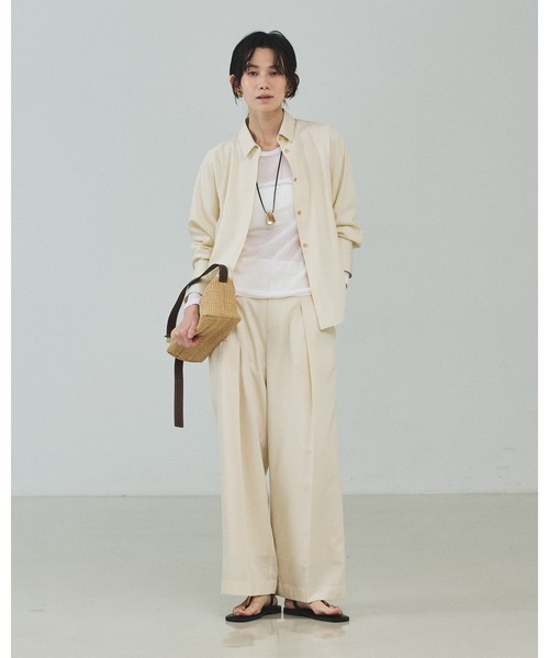 qualite（カリテ）の「【セットアップ対応】テンセルハイツイストシャツ/春服/春カラー/レイヤード/デニム風（シャツ/ブラウス・レディース・セージグリーン/ブルー/アイボリー・フリー）」の20枚目の写真