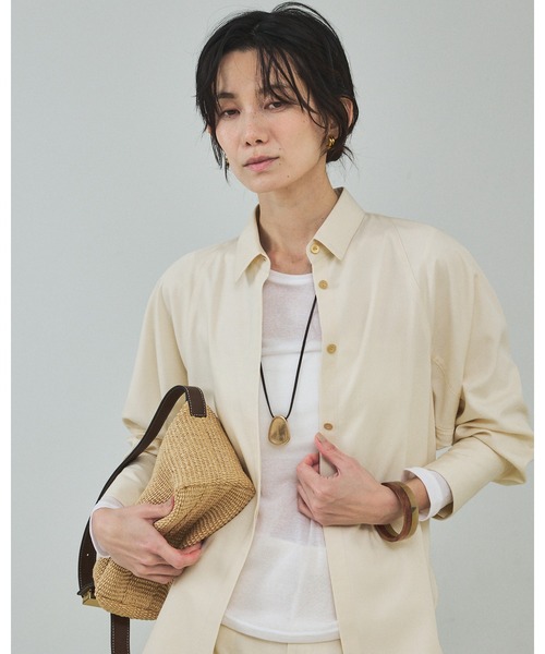 qualite（カリテ）の「【セットアップ対応】テンセルハイツイストシャツ/春服/春カラー/レイヤード/デニム風（シャツ/ブラウス・レディース・セージグリーン/ブルー/アイボリー・フリー）」の22枚目の写真