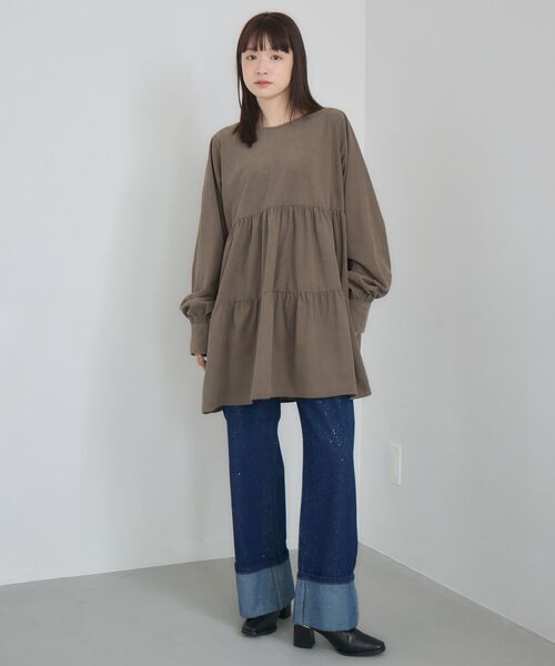 RETRO GIRL（レトロガール）の「ティアードチュニックOP（チュニック・レディース・ナチュラル/ライトグレー・FREE）」の5枚目の写真