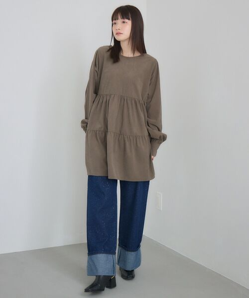 RETRO GIRL（レトロガール）の「ティアードチュニックOP（チュニック・レディース・ナチュラル/ライトグレー・FREE）」の6枚目の写真