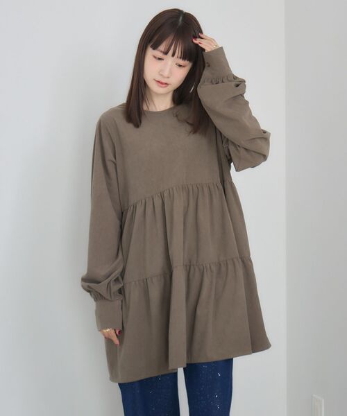 RETRO GIRL（レトロガール）の「ティアードチュニックOP（チュニック・レディース・ナチュラル/ライトグレー・FREE）」の10枚目の写真