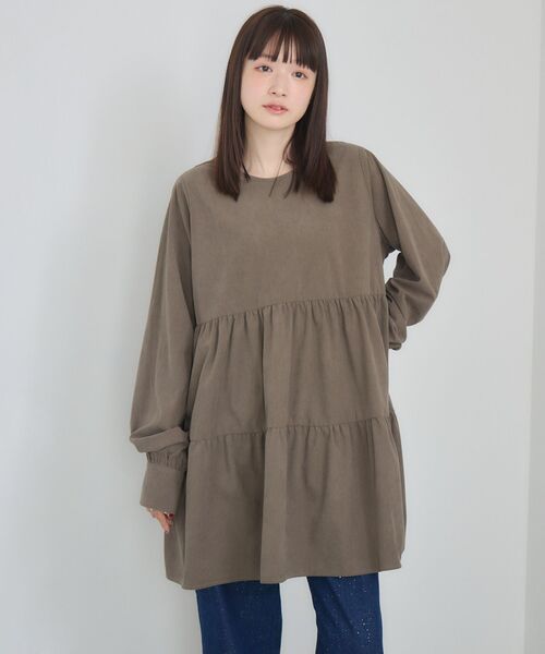 RETRO GIRL（レトロガール）の「ティアードチュニックOP（チュニック・レディース・ナチュラル/ライトグレー・FREE）」の11枚目の写真