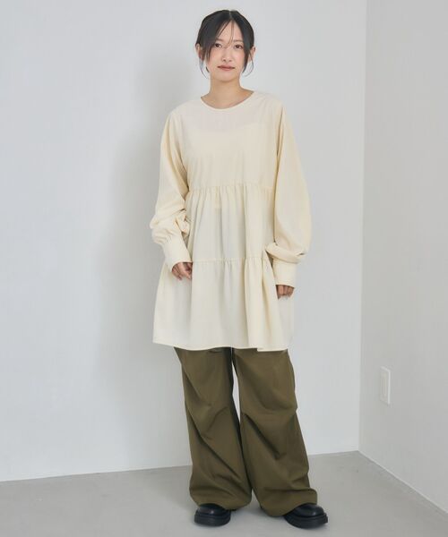 RETRO GIRL（レトロガール）の「ティアードチュニックOP（チュニック・レディース・ナチュラル/ライトグレー・FREE）」の15枚目の写真