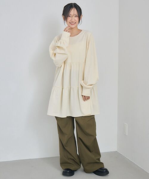 RETRO GIRL（レトロガール）の「ティアードチュニックOP（チュニック・レディース・ナチュラル/ライトグレー・FREE）」の16枚目の写真