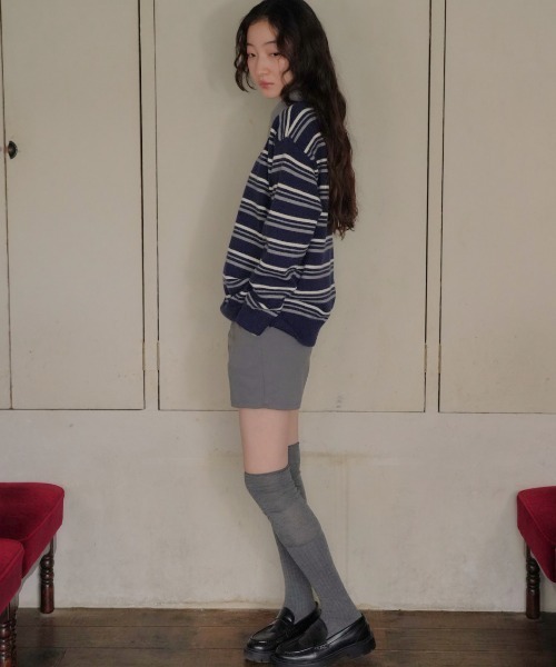 Uenui（ウニュイ）の「retro stripe collar knit（ニット/セーター・レディース・グレー/ネイビー/レッド・FREE）」の10枚目の写真