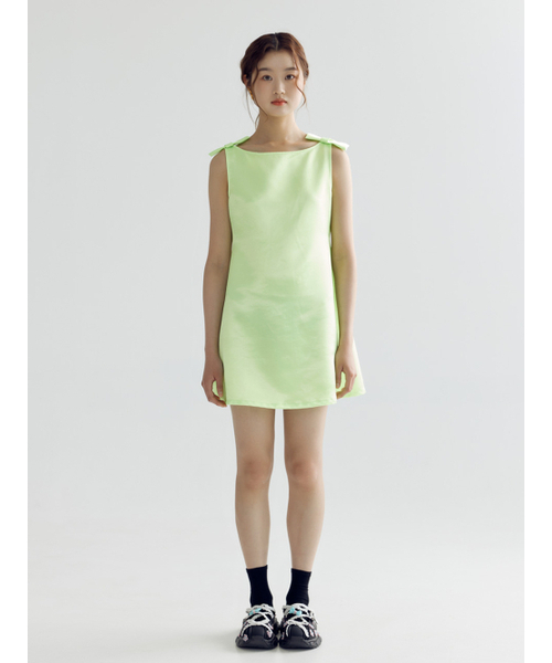 BOMNAL BOUTIQUE(ボムナルブティック)の「リボンミニドレス_ネオングリーン(ワンピース・レディース・その他・SMALL/MEDIUM)」の1枚目の写真
