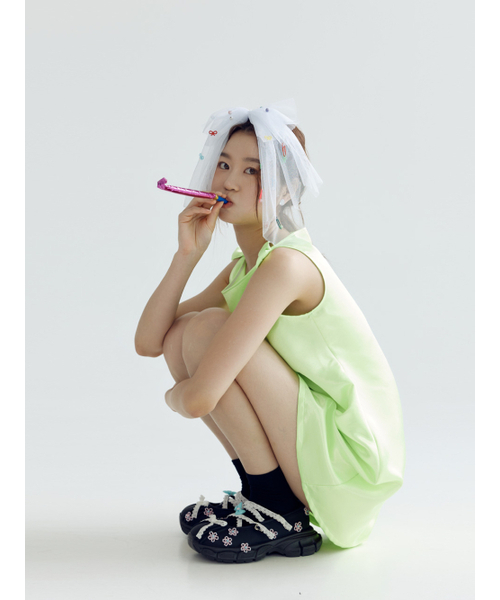BOMNAL BOUTIQUE(ボムナルブティック)の「リボンミニドレス_ネオングリーン(ワンピース・レディース・その他・SMALL/MEDIUM)」の5枚目の写真