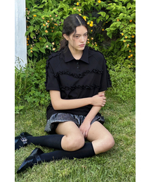 RUFFLE PIQUE SHIRT (BLACK)