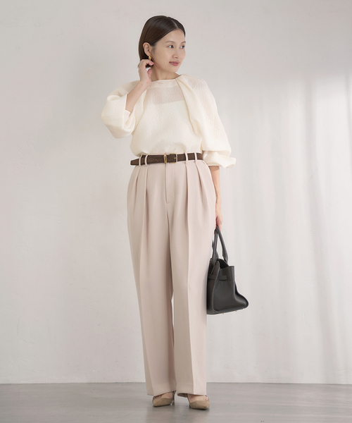 IENA（イエナ）の「&NAVY オーガンジージャガードタックブラウス（シャツ/ブラウス・レディース・ネイビー/アイボリー/ブラック系その他・FREE）」の20枚目の写真