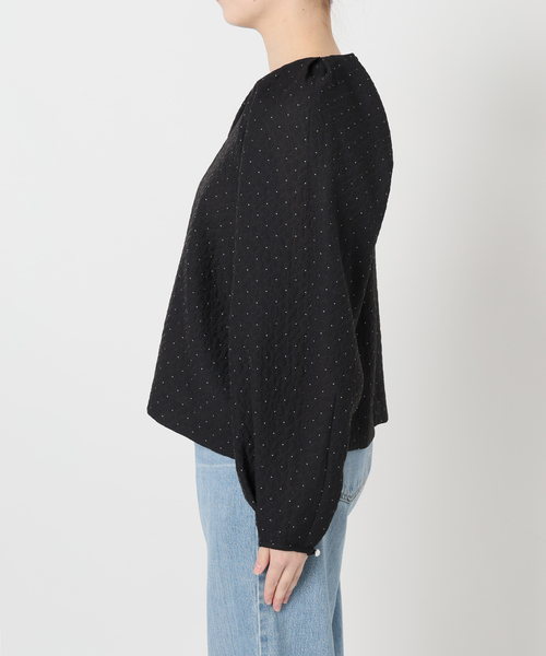 IENA（イエナ）の「&NAVY オーガンジージャガードタックブラウス（シャツ/ブラウス・レディース・ネイビー/アイボリー/ブラック系その他・FREE）」の8枚目の写真