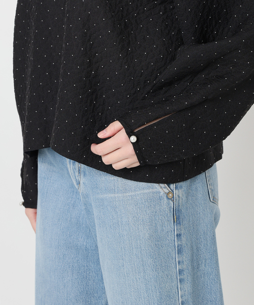 IENA（イエナ）の「&NAVY オーガンジージャガードタックブラウス（シャツ/ブラウス・レディース・ネイビー/アイボリー/ブラック系その他・FREE）」の12枚目の写真