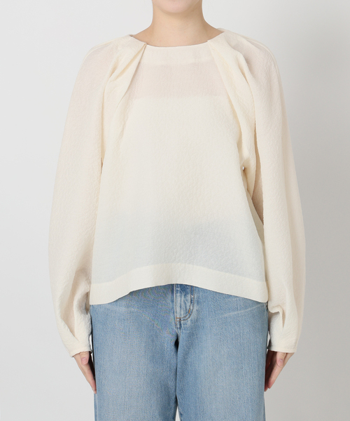 IENA（イエナ）の「&NAVY オーガンジージャガードタックブラウス（シャツ/ブラウス・レディース・ネイビー/アイボリー/ブラック系その他・FREE）」の15枚目の写真