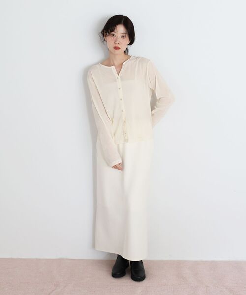 le.coeur blanc（ルクールブラン）の「カットジョーゼットナロースカート（スカート・レディース・オフホワイト/ライトグレー/ネイビー・38）」の7枚目の写真