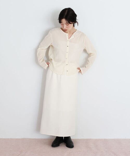 le.coeur blanc（ルクールブラン）の「カットジョーゼットナロースカート（スカート・レディース・オフホワイト/ライトグレー/ネイビー・38）」の8枚目の写真