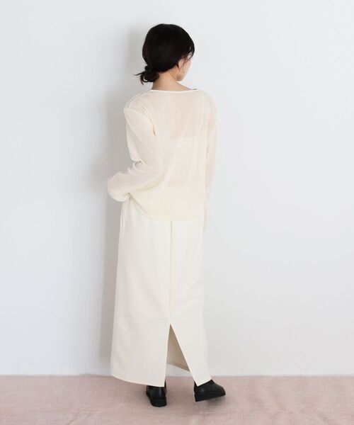 le.coeur blanc（ルクールブラン）の「カットジョーゼットナロースカート（スカート・レディース・オフホワイト/ライトグレー/ネイビー・38）」の10枚目の写真