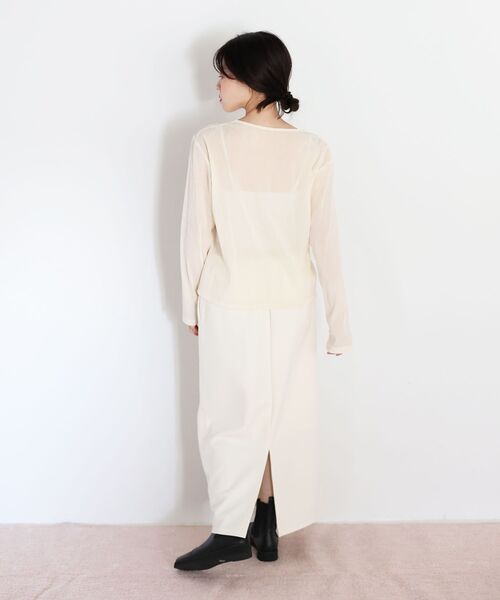 le.coeur blanc（ルクールブラン）の「カットジョーゼットナロースカート（スカート・レディース・オフホワイト/ライトグレー/ネイビー・38）」の11枚目の写真