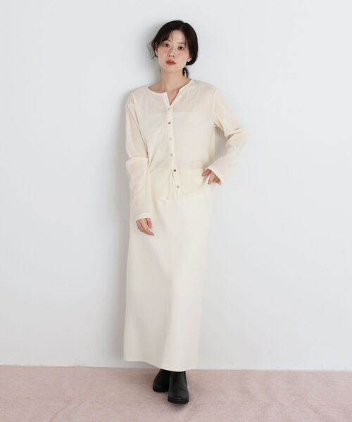 le.coeur blanc（ルクールブラン）の「カットジョーゼットナロースカート（スカート・レディース・オフホワイト/ライトグレー/ネイビー・38）」の12枚目の写真