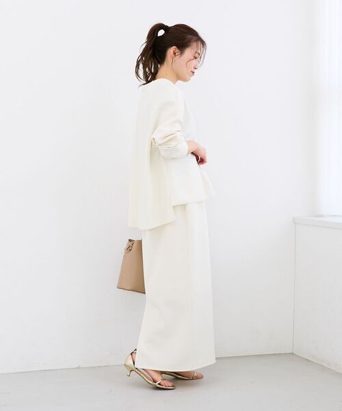 le.coeur blanc（ルクールブラン）の「カットジョーゼットナロースカート（スカート・レディース・オフホワイト/ライトグレー/ネイビー・38）」の20枚目の写真