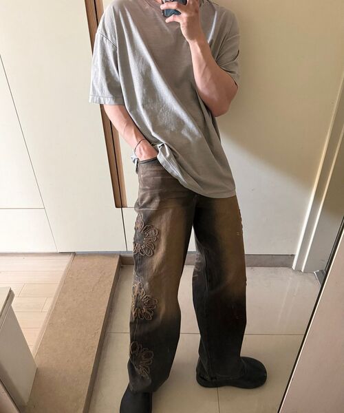 ULKIN(ウルキン)の「ムグン アプリケ ウォッシュドデニムパンツ_ブラック(デニムパンツ・レディース・ブラック・FREE/32/28)」の10枚目の写真