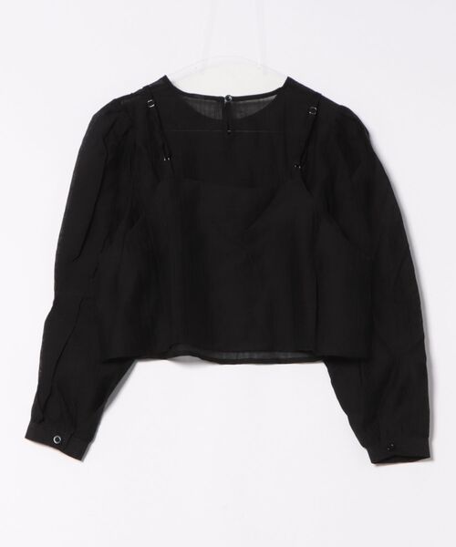 H.TOKYO(エイチトウキョウ)の「シアーボリュームスリーブ ビスチェドッキングブラウス(シャツ/ブラウス・レディース・ブルー/ブラック/ホワイト・FREE)」の4枚目の写真