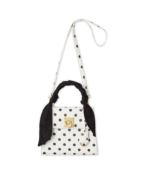 LILY BROWN（リリーブラウン）の「レーススカーフ付きハンドバッグ（ハンドバッグ・レディース・ライトブルー/ブラック/ドット・F）」の3枚目の写真