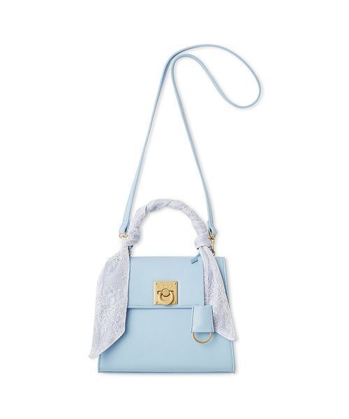 LILY BROWN（リリーブラウン）の「レーススカーフ付きハンドバッグ（ハンドバッグ・レディース・ライトブルー/ブラック/ドット・F）」の2枚目の写真