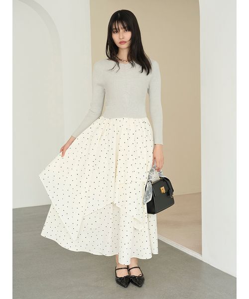 LILY BROWN（リリーブラウン）の「レーススカーフ付きハンドバッグ（ハンドバッグ・レディース・ライトブルー/ブラック/ドット・F）」の5枚目の写真