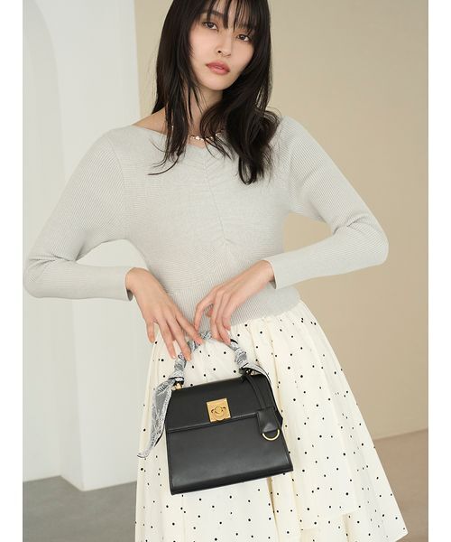 LILY BROWN（リリーブラウン）の「レーススカーフ付きハンドバッグ（ハンドバッグ・レディース・ライトブルー/ブラック/ドット・F）」の6枚目の写真