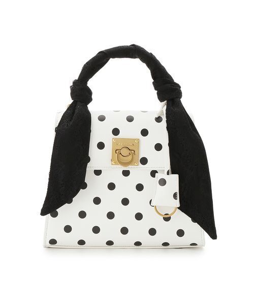 LILY BROWN（リリーブラウン）の「レーススカーフ付きハンドバッグ（ハンドバッグ・レディース・ライトブルー/ブラック/ドット・F）」の7枚目の写真