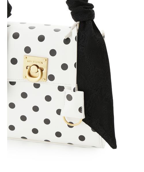 LILY BROWN（リリーブラウン）の「レーススカーフ付きハンドバッグ（ハンドバッグ・レディース・ライトブルー/ブラック/ドット・F）」の11枚目の写真