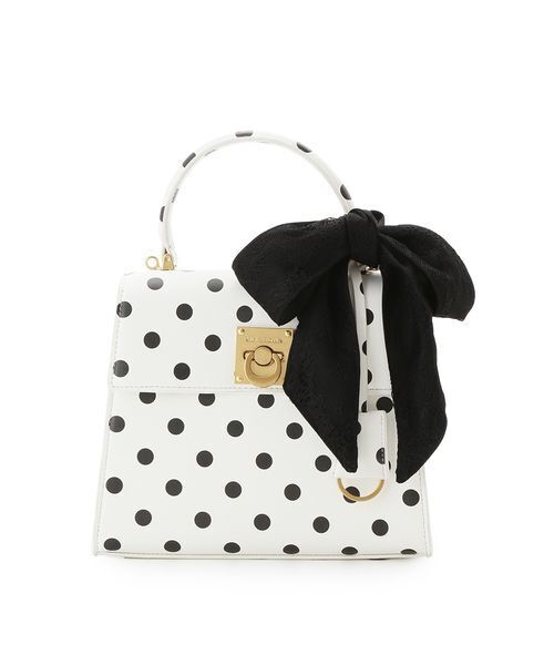 LILY BROWN（リリーブラウン）の「レーススカーフ付きハンドバッグ（ハンドバッグ・レディース・ライトブルー/ブラック/ドット・F）」の16枚目の写真