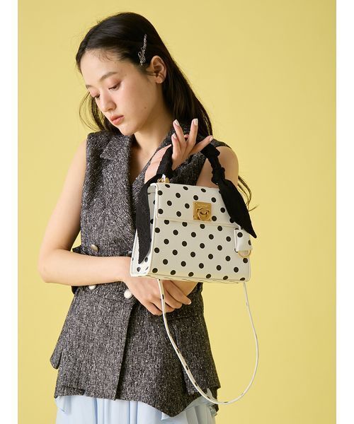 LILY BROWN（リリーブラウン）の「レーススカーフ付きハンドバッグ（ハンドバッグ・レディース・ライトブルー/ブラック/ドット・F）」の18枚目の写真