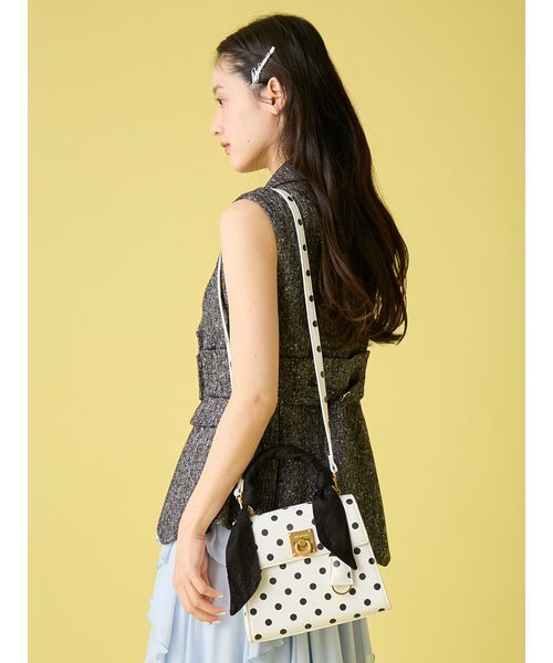 LILY BROWN（リリーブラウン）の「レーススカーフ付きハンドバッグ（ハンドバッグ・レディース・ライトブルー/ブラック/ドット・F）」の19枚目の写真