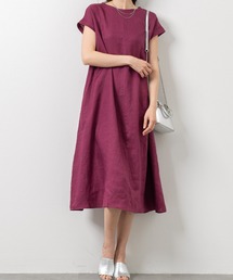 セール】フレンチリネン100％ サイドタックアクセント 前後2WAY