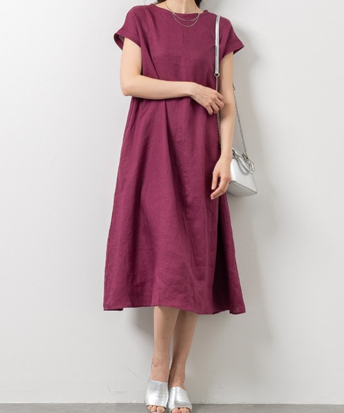 セール】フレンチリネン100％ サイドタックアクセント 前後2WAY