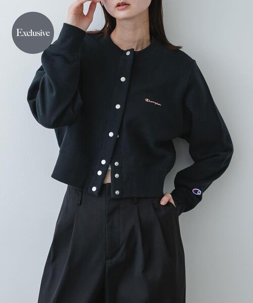 SENSE OF PLACE by URBAN RESEARCH（センスオブプレイスバイアーバンリサーチ）の「『別注』CHAMPION×SENSE OF PLACE　スウェットカーディガン（カーディガン/ボレロ・レディース・オートミール/ライトブラウン/ネイビー・ONE）」の3枚目の写真