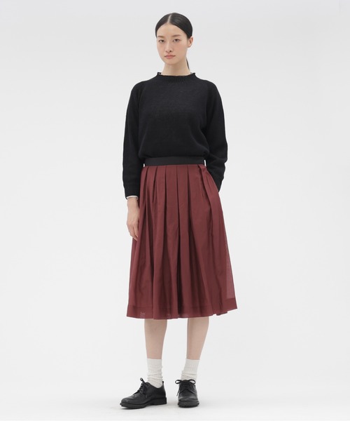 【美品】MARGARET HOWEL リネンスカート バーガンディ　プリーツ MARGARET HOWELL（マーガレットハウエル）の「COTTON LINEN（スカート